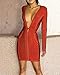 UONBOX Women's Long Sleeves Deep V Plunge Neck Short Mini Fall Bandage Dress Club Dress