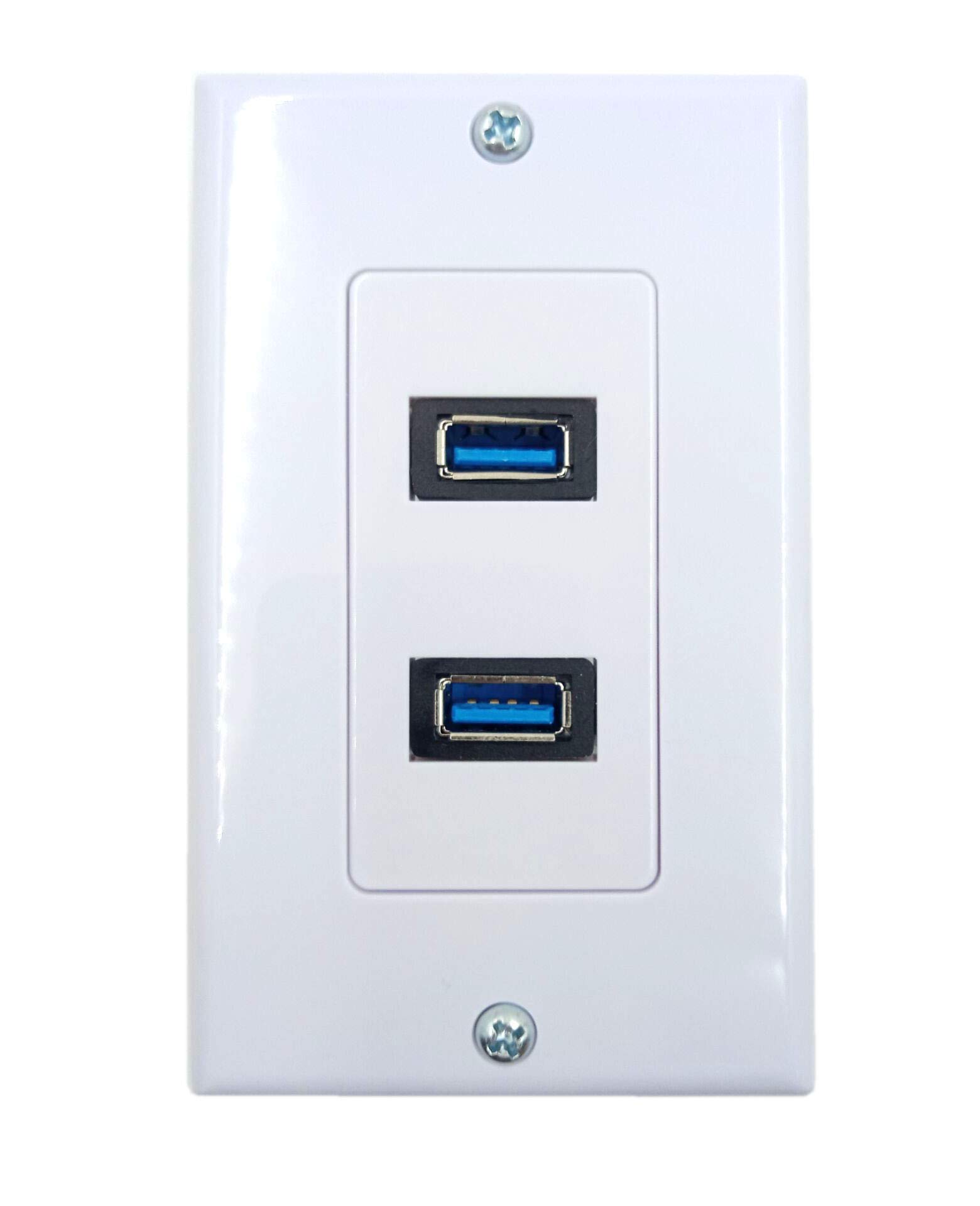 4.2A USB 3.0 Receptacle Outlets Wall Plates Panel, Haokiang 2 High Speed USB 3.0 Charging Dual Female Port Wall Plates Included, Size 115 MM x 70 MM
