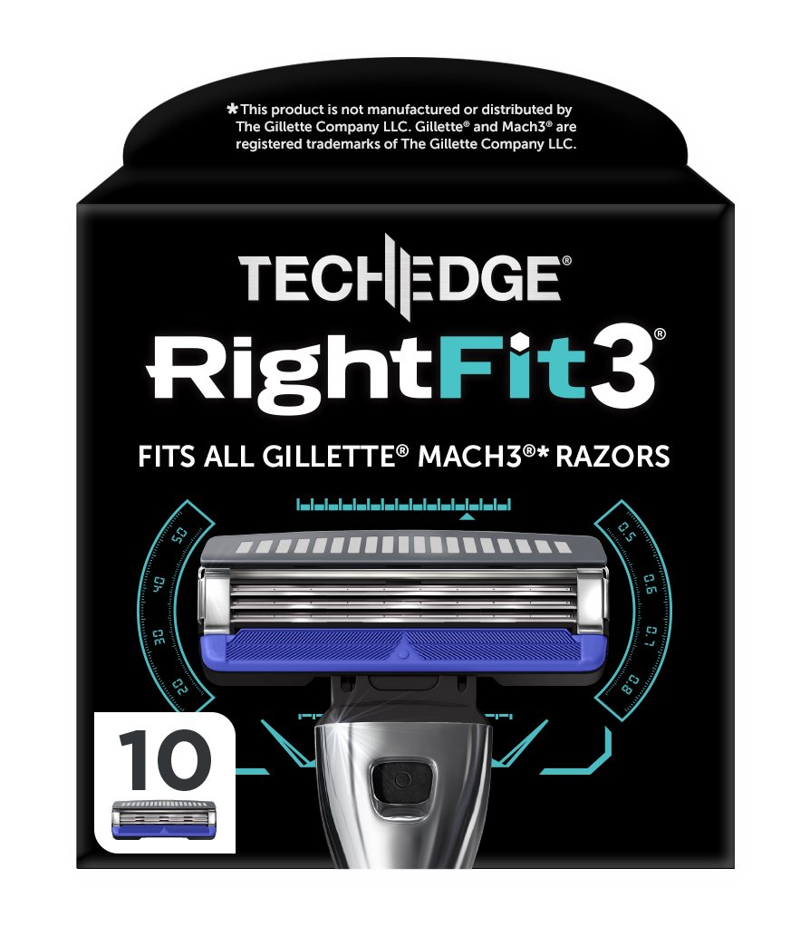 TECHEDGE® RightFit3 Razor Blades Compatible with Gillette Mach 3