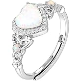 Accver Celtic Sterling Silver Birthstone Ring for Women, Adjustable Size Trinity Knot Heart Design 925 Silver January Garnet Ring, Meaningful Birthday Gift for Girlfriend, Wife, Mom