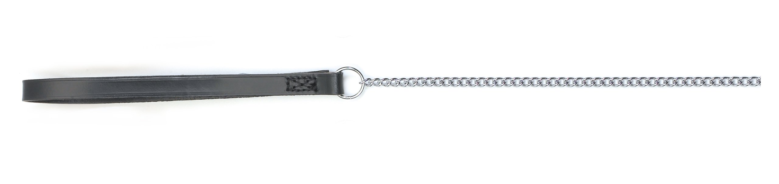 Ancol Heritage Fine Chain Dog Lead Black with Leather Handle - Satin Finish Trigger Hook Durable Training Accessory for Small to Medium Dogs - 87cm