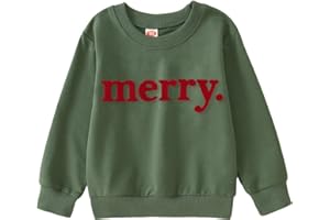 AG AGUU Merry Christmas Sweatshirt for Toddler Baby Girl Boy Merry Letter Chenille Patch Shirts Long Sleeve Winter Clothes