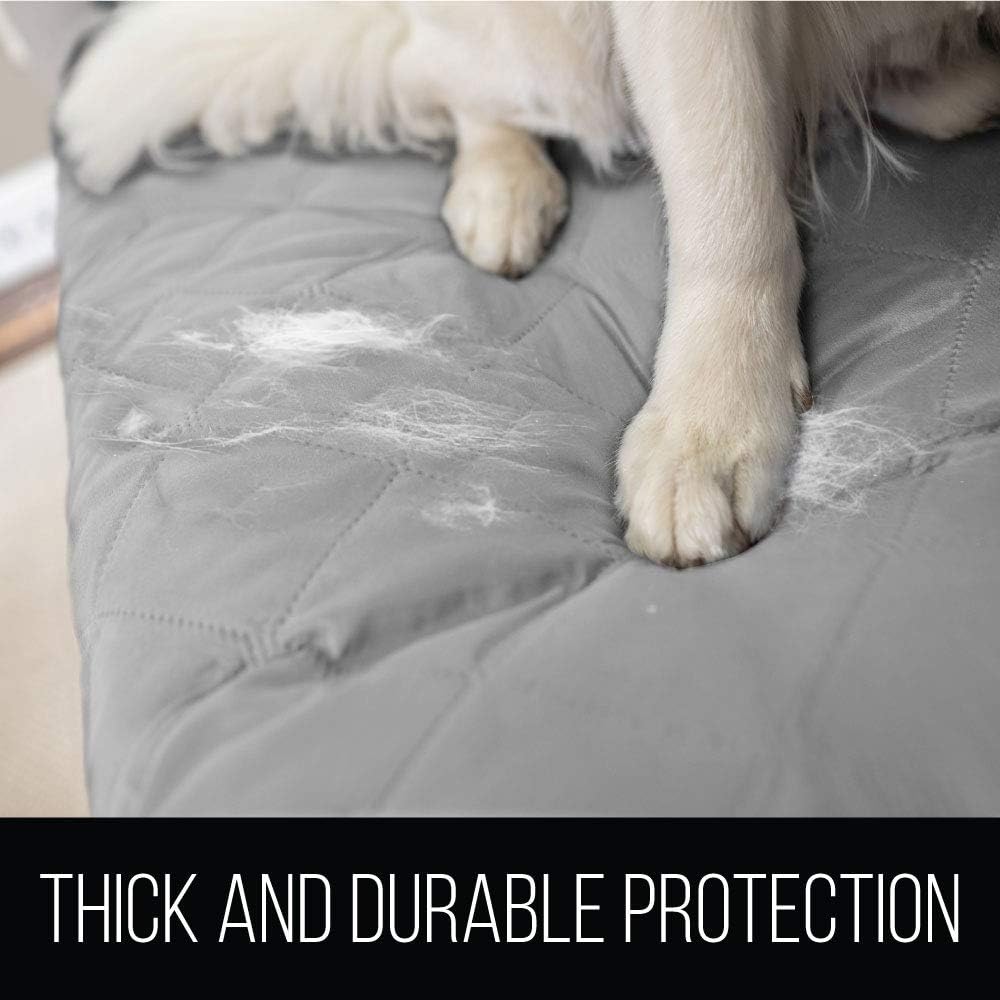 Sofa Shield Patent Pending Sofa Loveseat Slipcover, Reversible, Easy Fit, Furniture Protector with Straps, Thick and Durable Couch Slip Cover for Pet Dogs Kids, 54 Inch Seat Width, Light Gray Charcoal: Home & Kitchen