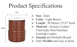 GENIQUE Real/Genuine Round Leather String Cord for