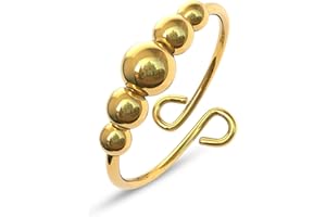 Gold-Filled Anxiety Fidget Ring - One Size Anxiety Relief Ring With Beads - Fidget Spinner Ring in 14K Gold - Stress Relief F