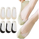 Caudblor 6 Pack Thin No Show Socks For Women Flats, Invisible Non Slip Low Cut Liner Sock With Heel Tab For Loafers, Size 5-8