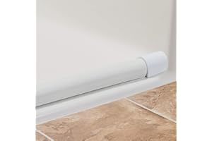 GRAB BAR SPECIALISTS Collapsible Shower Dam - Water Threshold Barrier Stopper for Curb Free Shower/Easy Wheelchair Roll in/Use with Weighted Curtain for Full Splash Guard/White EPDM/90 Degree End Caps/ 66"