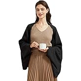 BRYCTSISEN Women's Lightweight Wool Shawl Wrap Scarf with Sleeves Outer Warm Knitted Open Front Poncho Cape Fall Winter