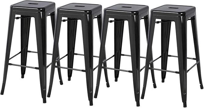 Go2buy 30inch High Metal Bar Stools Backless Indoor Outdoor Counter Stackable Bar Stools Black 4 Pack Patio Lawn Garden Patio Furniture Accessories Fcteutonia05 De