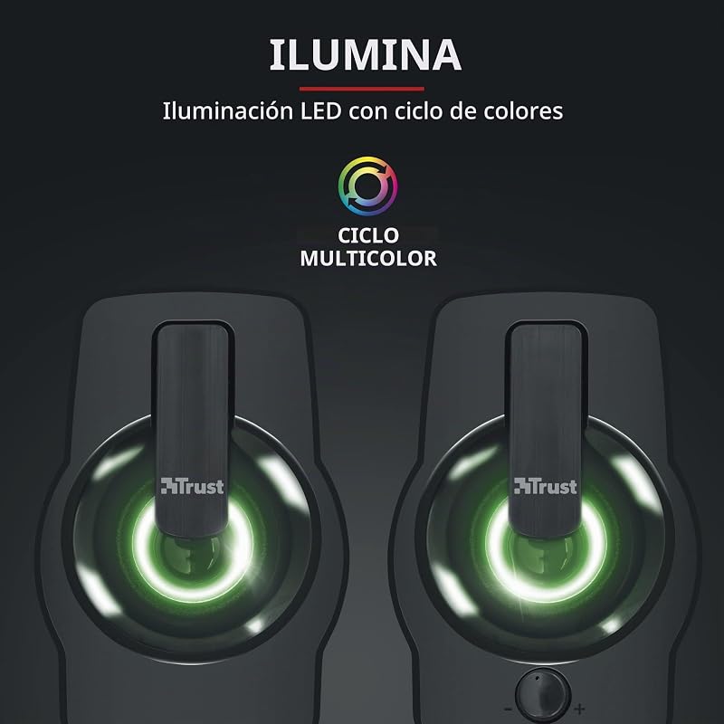 Gemi 2.0 Altavoces con Iluminación LED RGB, 12W (6W RMS), Negro