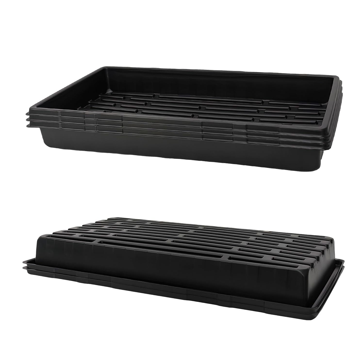 Photo 1 of RooTrimmer Plant Growing Nursery, Standard 1020 Trays Plastic Sturdy Farmer Self Seedling Tray for Microgreens Indoor Nursery Pots Transplantation (5-Pack, 21.6"×11.2", 2.52" Deep, no Holes)