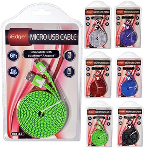 6ft Micro USB Flat Rope Cable (Pack Of 48)