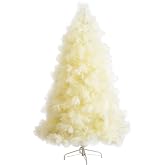 Nearly Natural 6ft Off-White Pampas Grass Artificial Christmas Tree | 500 Bendable Branch Tips, Soft Pillowy Off White Foliage, Faux Christmas Tree Holiday Decor with Stand 72"Hx40"Wx40"D