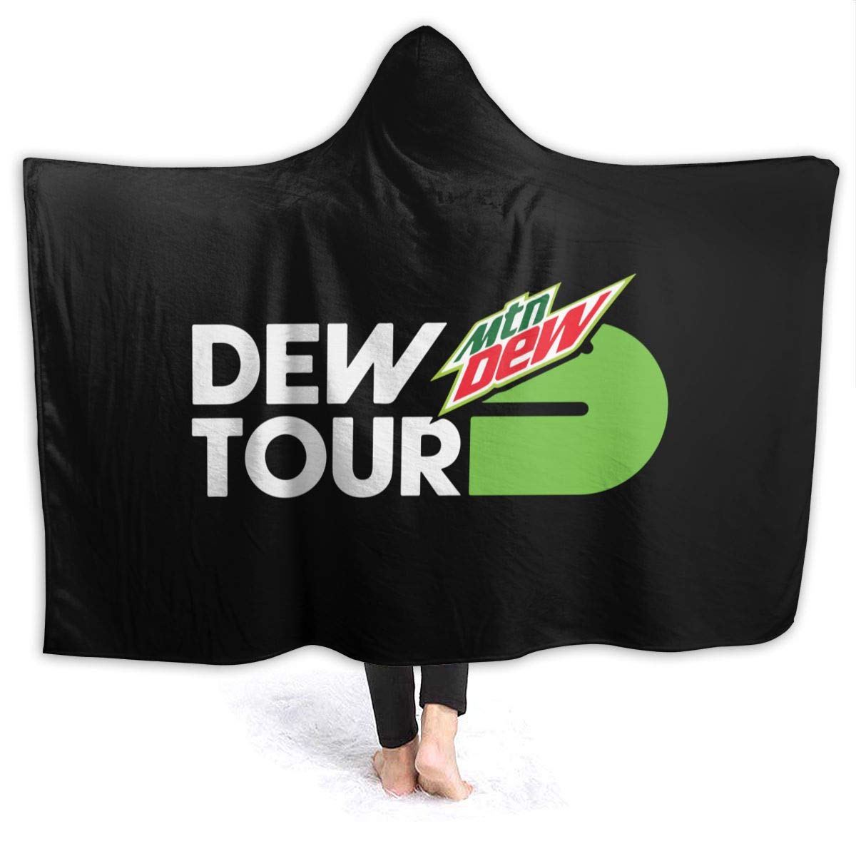 FransisUU Mountain Dew Logo Hooded Blanket, Soft Throw Wrap Wearable Blankets Novelty Cape for Kids Adults Teens