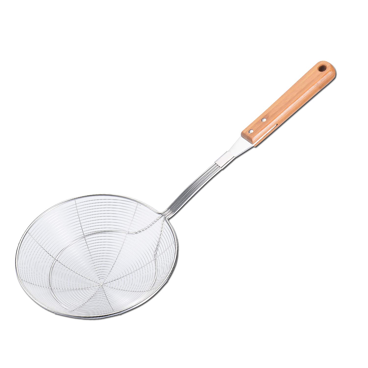 TENTA KITCHEN Stainless Steel Wire Strainer, Bamboo Handle (1, L)