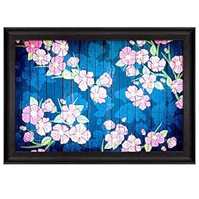 Illustration of Pink Flowers on a Blue Pond...