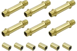 KUMGROT Gold Straight Pipe Lamp Stem Kit 1.97"/50mm Replacement Light Fixture Parts M10 Finish Lamp Rod Kit Lamp Making Kit Lamp Riser Lighting Fixture Downrods & Stems, 6pcs