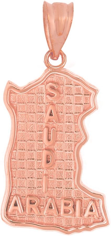 Solid 10k Rose Gold Saudi Arabia Map Charm Pendant