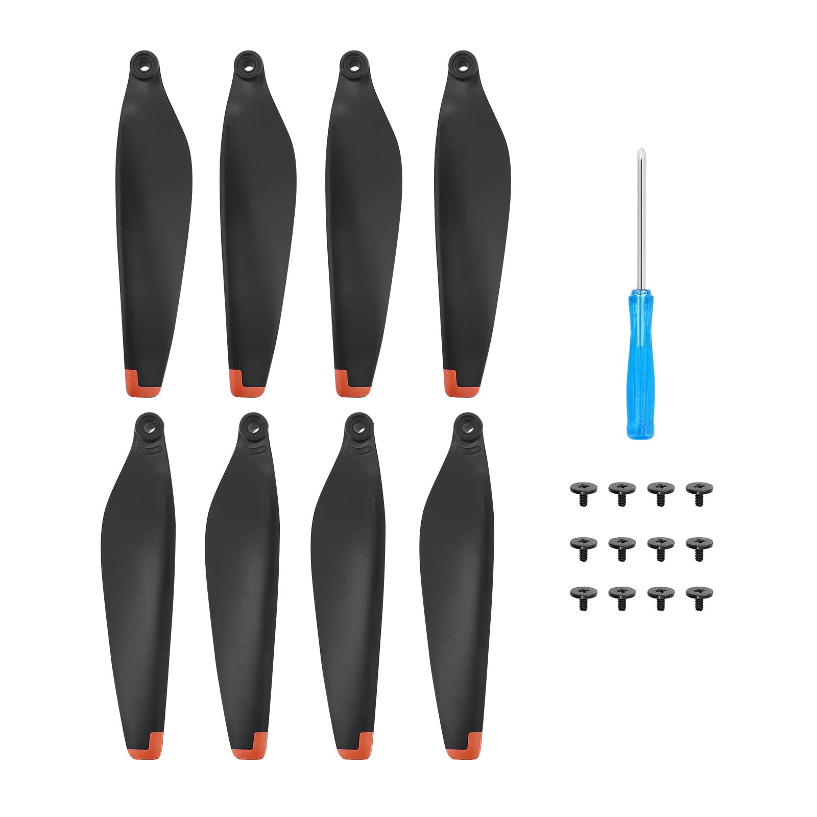 Hensych 8pcs CW CCW 6030F Foldable Low Noise Quiet Flight Wing Fans Propeller Replacement Spare Parts for Mavic Mini 3 Pro Drone,Double-sided Colorful Stripes Propeller Blades(Black Orange)