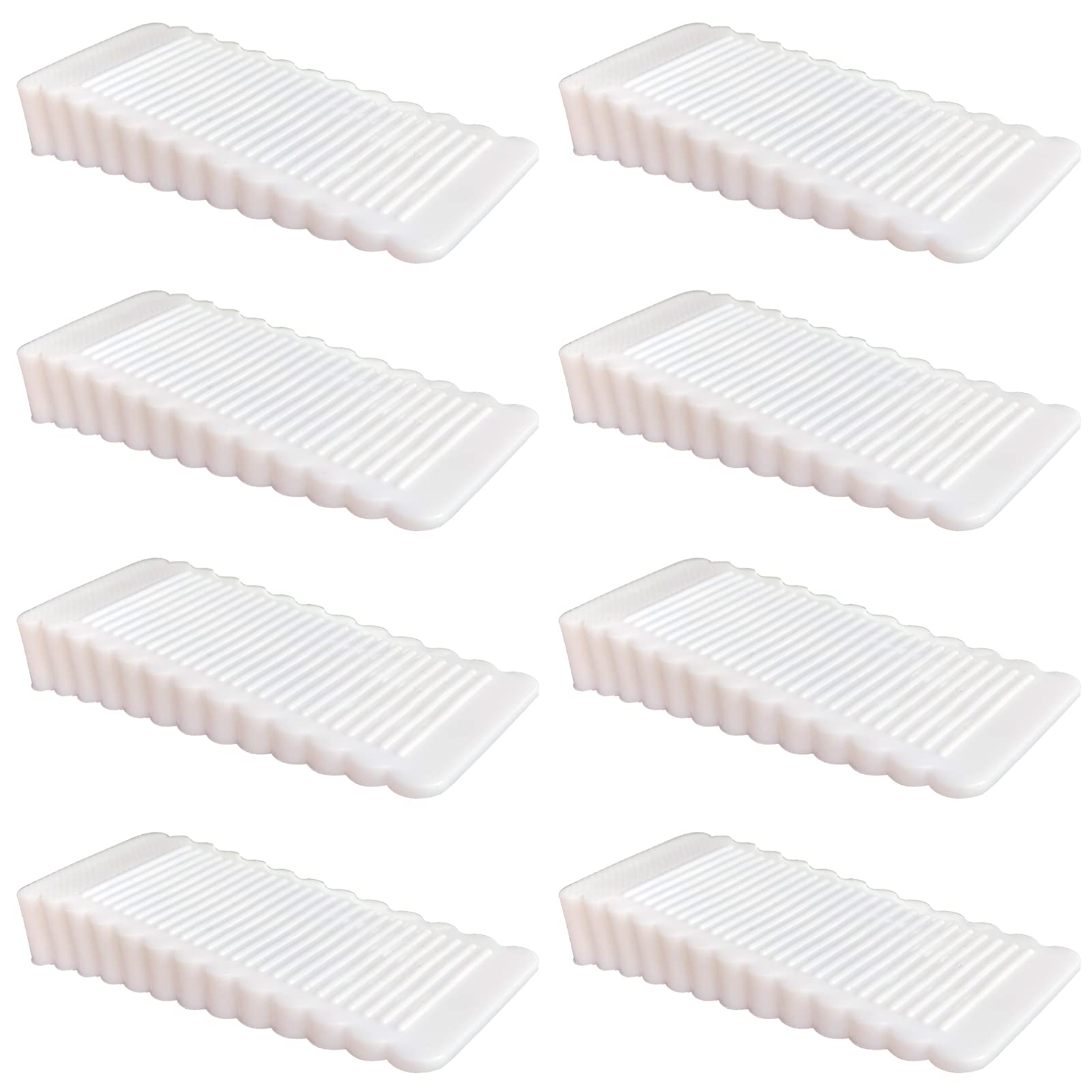 Oksdown 8 Pack White Rubber Door Stopper Wedge Thin and Small Non Slip Plug Discrete Heavy Soft Silicone Door Stops for Indoor Cupboard Shower Kitchen Floor Doorstop