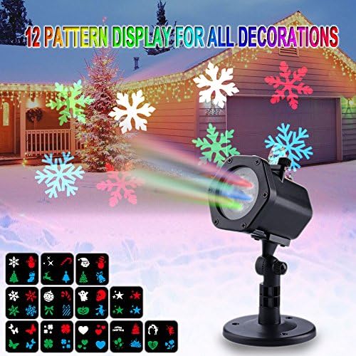 LaserXplore Christmas Light Projector, 12 Switchable Slides LED Projector Light for Christmas, Indoor and Outdoor, Party, Birthday, Holiday Decoration