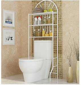 Estantería Inodoro, Estantería Baño WC, Estante de Toallas y Artículos de Tocador, Carga máxima: 25kg Blanco
