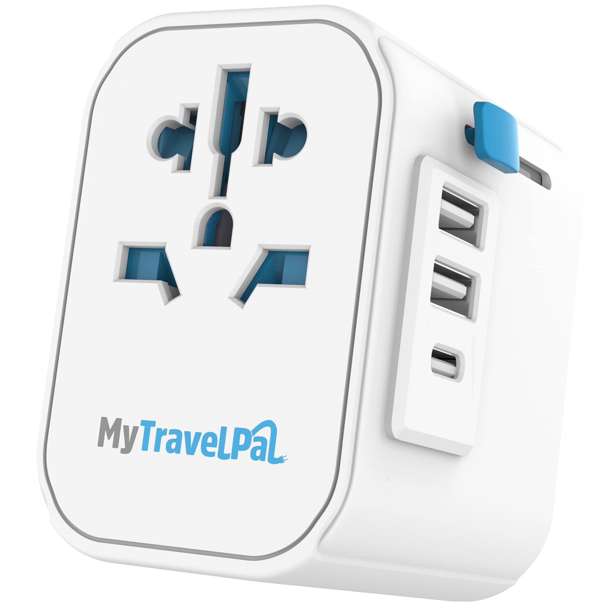 Worldwide Travel Adapter with USB-C | The Safest All In One Travel Adaptor | MyTravelPal® Pro Grounded Universal Travel Adapter Worldwide | Earthed International World Charger Travel Plug Adapter