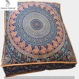 GANESHAM Indian Seating Dog Bed Boho Floor Pillow Bohemian Tapestry Handmade Pouf Ottoman, Mandala Cotton Cushion Cover Throw pet beds Children Bedding Pouf cat Bed Boho Decor (Ulta mor)