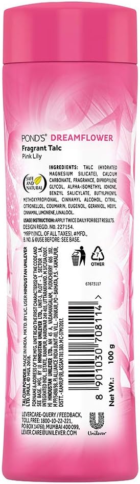 Ponds Dreamflower Fragrant Talc, 100g (Pack of 3), Pink, 33.33 g (Pack of 3) - Image 4