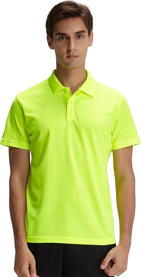 Men's Classic-Fit Short-Sleeve Quick-Dry Sports Breathable 100% Polyester Polo Shirt Moisture 