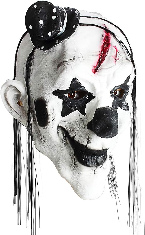 OWUDE Scary Clown Mask, Horror Creepy Latex Clown Masks for Adult Haunted House Dressing Halloween Costume Masquerade Party Cosplay Props (Devil Clown)