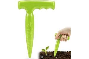 Milifox Seed Planter Tool, 6.9" Dibber Garden Tool, Plastic Seed Dibbler for Planting, Bulb Digger Garden Planter with Handle for Sowing Seeds, Planting, Bulbs, Digging (Light Green)