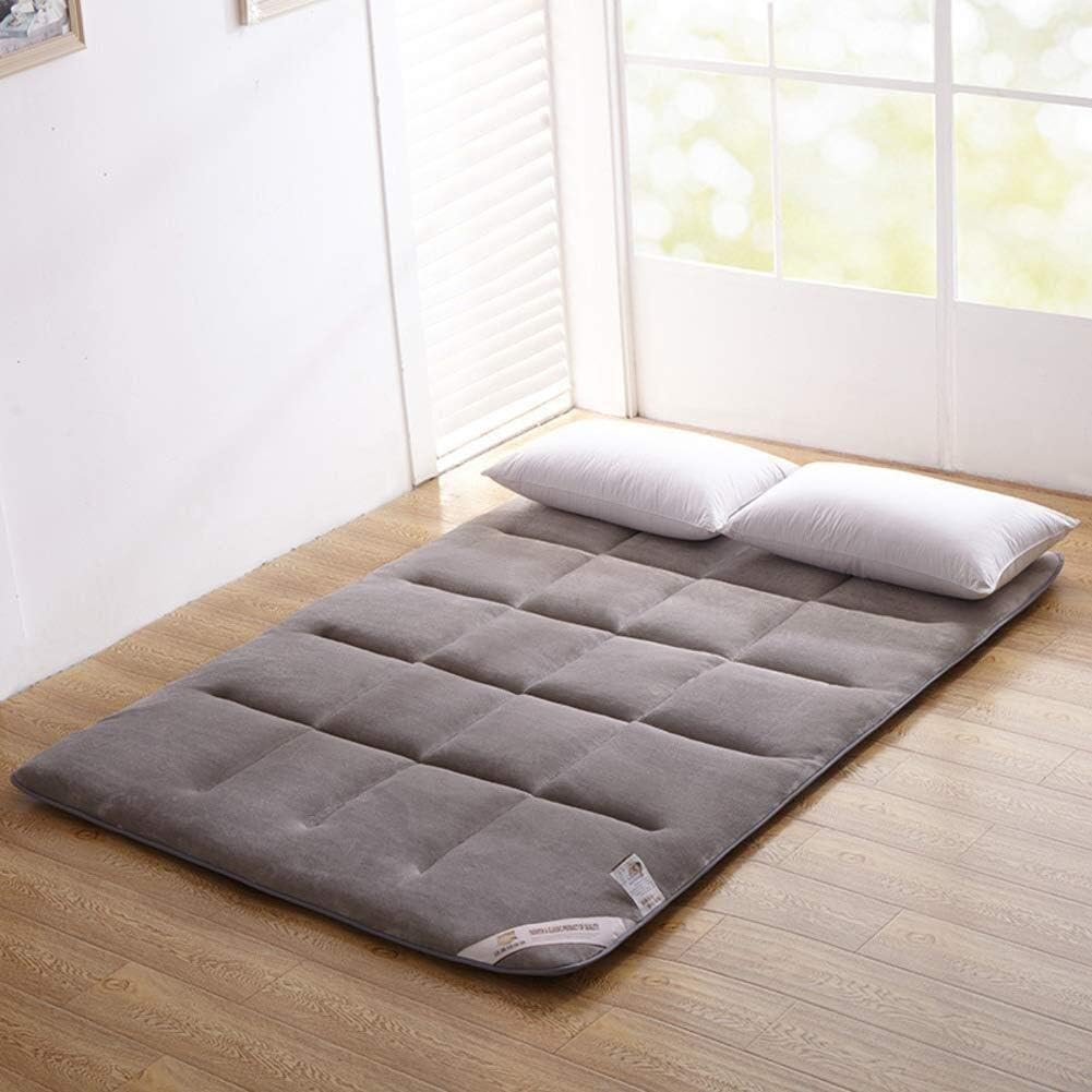 huan Leaflets Japanese Tatami mattress from Earth, Flannel Sleeping Pad, Mattress Tatami roll bed non-slip Plain Shikibuton-Gray Full (Color : Grigio, Size : 100X200CM)