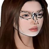 FEHEOO Cyberpunk Face Accessories &ndash; Alloy Cyborg Mask Collection | Futuristic Metallic Face Jewelry with Chains, Spikes or Beads for Halloween, Cosplay, Raves, Mardi Gras &amp; Valentine&rsquo;s Day