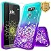 LG V20 Case w/[Tempered Glass Screen Protector], NageBee Glitter Liquid Quicksand Waterfall Floating Flowing Sparkle Shiny Bling Diamond Girls Cute Case for LG V20 -Aqua/Purple