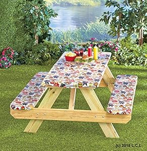 Amazon.com: 3 Piece Fitted Picnic Table &amp; Bench Seat Cover 