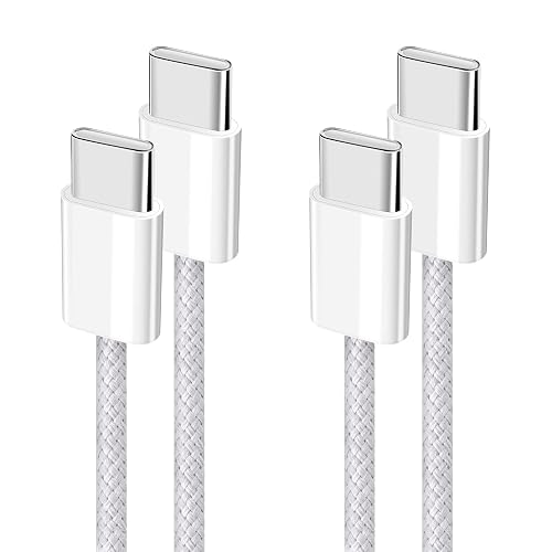 YISH USB C to USB C Charger Cable：Nylon Braided USB C to C Cable Fast Charge 2 Pack 3.28ft/1m 60W Type C Data Cable Compatible with iPhone 16 15 Pro Max Samsung Galaxy S24 S23 Pixel Sony iPad Macbook