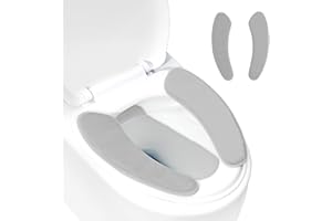 LANSEYIXIU Medium-sized Soft Thicker Warmer Toilet Seat Cover Washable, Toilet Seat Cushion with Memory Foam, Fits Most Size Toilet Lids for Bathroom, Easy Installation & Cleaning (Grey)