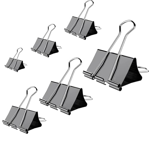 TIMESETL 120-Piece Binder Clips Assorted Sizes - Small To Extra Large Metal Paper Clamps For Office