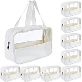 zisiueel 9 Pcs Translucent Make up Bag Toiletry Organizer for Women Men Waterproof Portable Cosmetic Travel Bag with Hanging Handles Travel Storage Carry Pouch, 10.2 x 6.3 x 2.8 Inches (White)