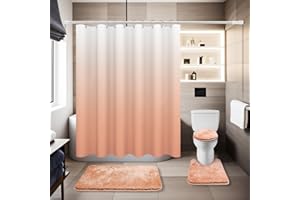 BAAHRNOM Blush Pink Bathroom Sets with Shower Curtain and Rugs Waterproof Shower Curtain Sets 1 Piece and Soft Bathroom Rugs Sets 3 Piece for Luxury Bathroom Decor Set