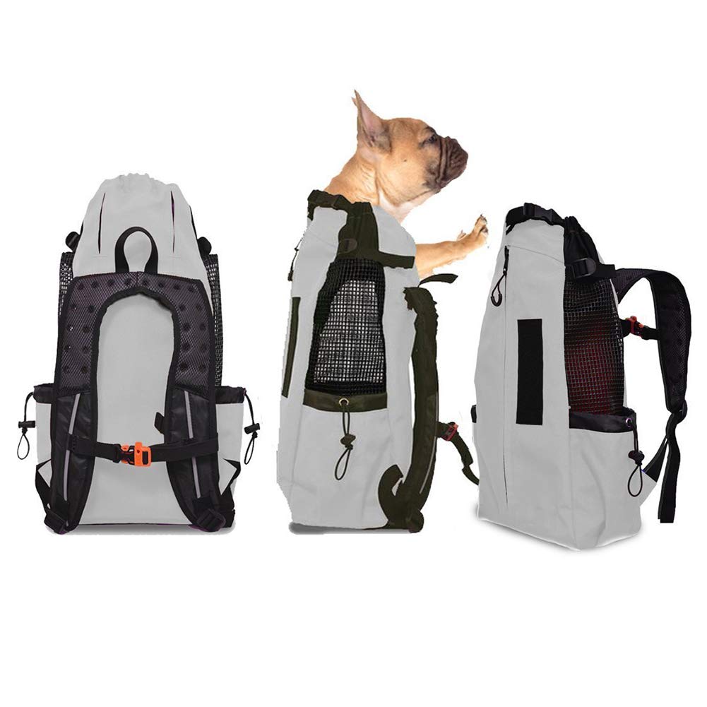 Breathable Foldable Dog Carrier Backpack - Pet Travel Bag for Dogs Cats - Portable and Safe,Gray,M