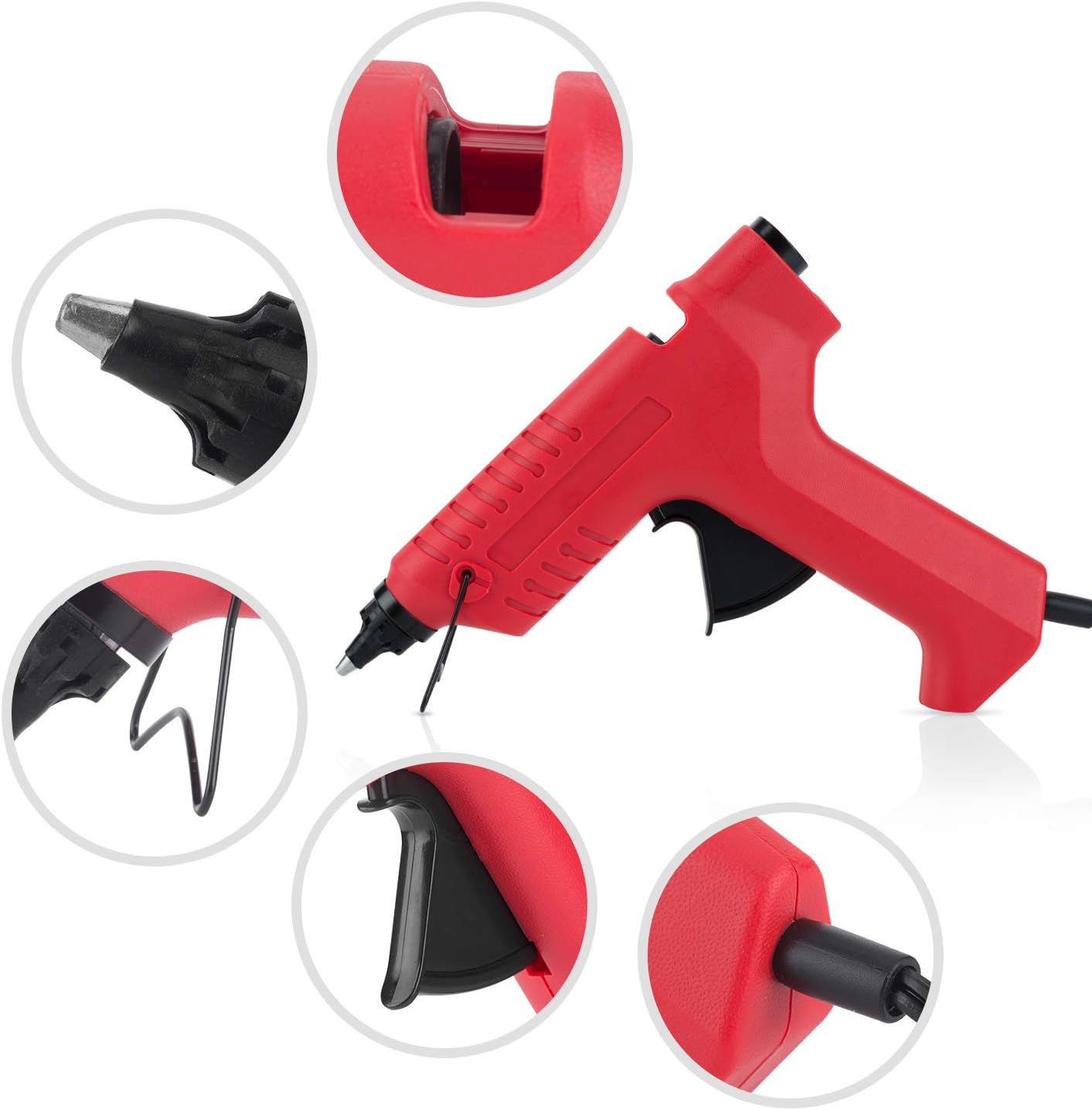 FL Hot Glue Gun, 80W High Temperature Hot Melt Glue Gun Kit with 15 pcs Glue Sticks, Packaging, DIY, Arts & Craft, Repairing and More, Red (FQ-188A)