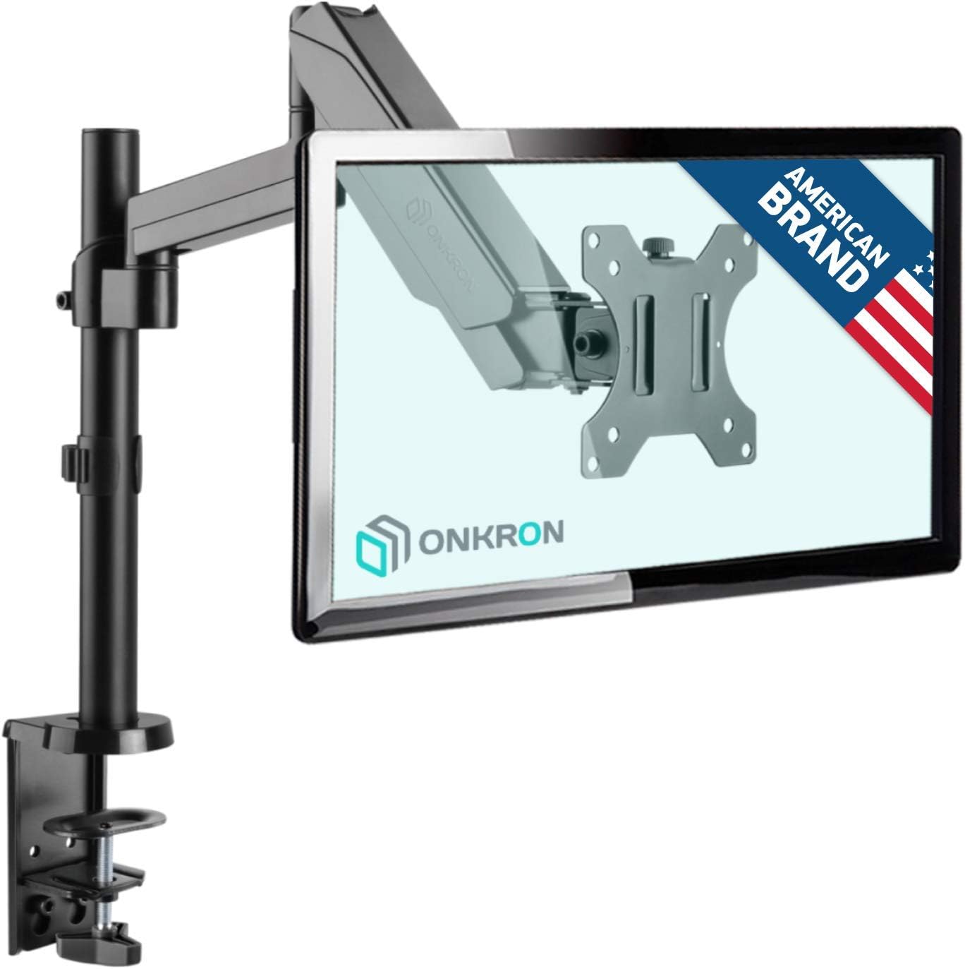 ONKRON Single Monitor Arm for 13, 34 Inch Screens, Full Motion Monitor Arm Desk Mount up to 8 kg