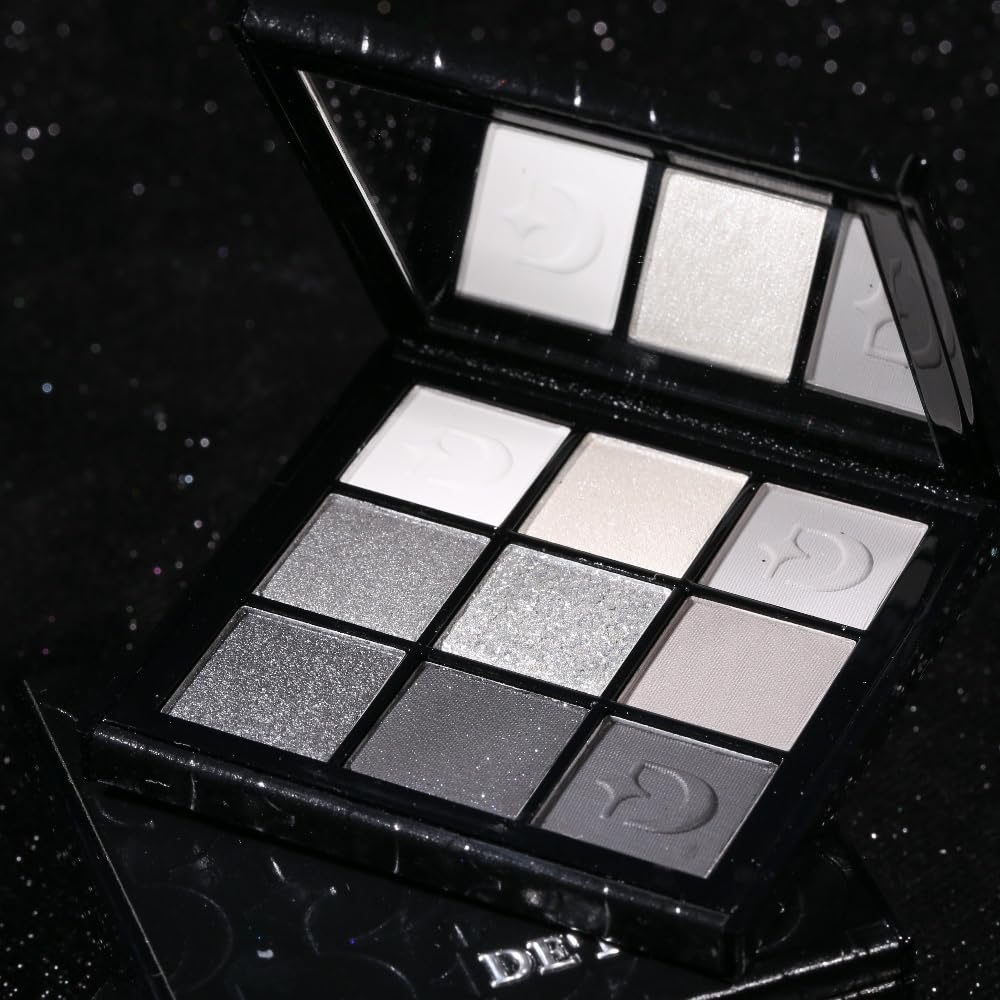 ecofavor Goth Eyeshadow Palette - High-End Black, White, Gray, Silver Smokey Eye Shadow with Matte, Shimmer Finishes, Ultra-Pigmented, Long-Lasting Waterproof Formula, Luxury Leather Packaging with Mirror