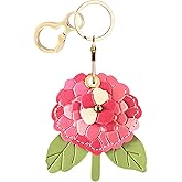 BORKUANA Leather Keychain Holder Case Compatible with AirTag,Cute Protective Cover with Keyring