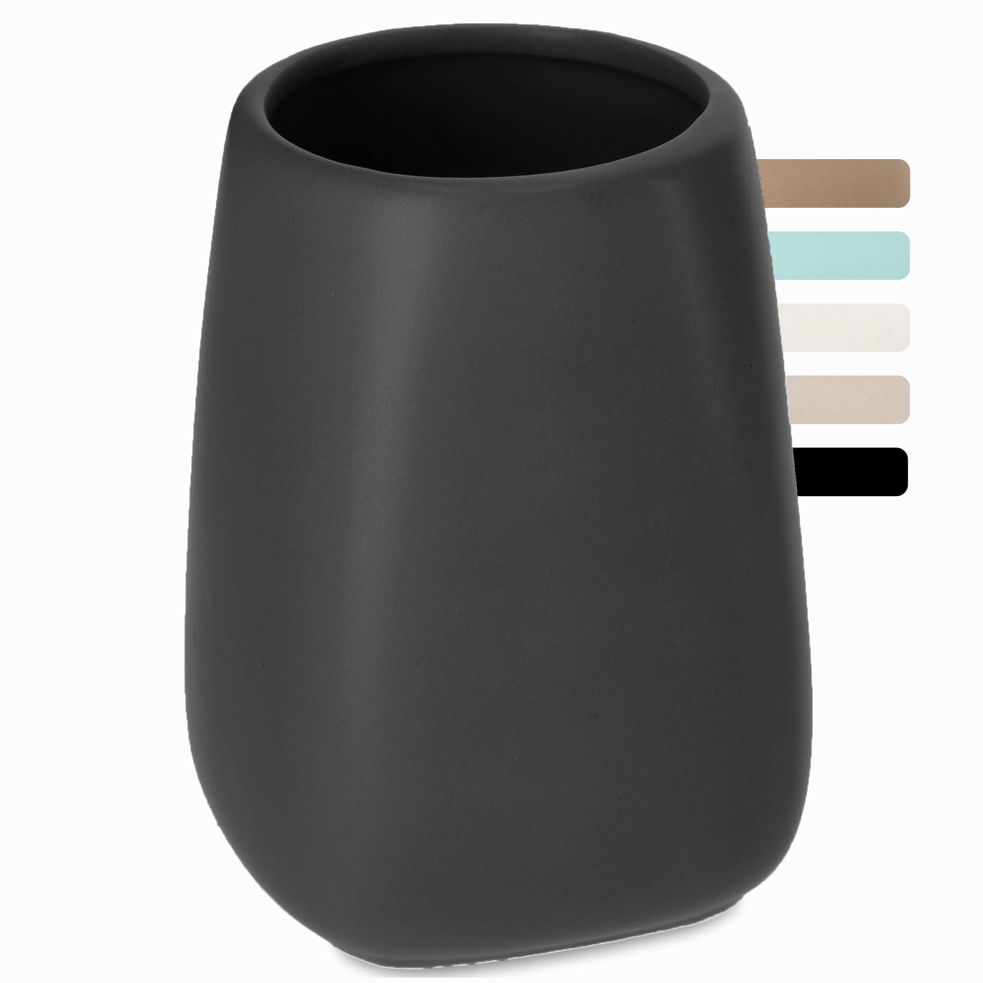 KADAX Bathroom Tumbler 8 x 11 cm, Ceramic Toothbrush Holder, Versatile Matte Cup for Toothpaste, Razor and Toiletries, Compact Organiser (Grey)