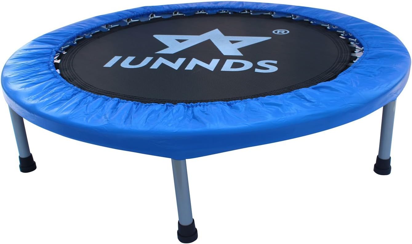 KKB Sport Mini Trampoline Set, 38"/48‘’ Foldable Fitness Exercise Bouncer Sports for Age 8+