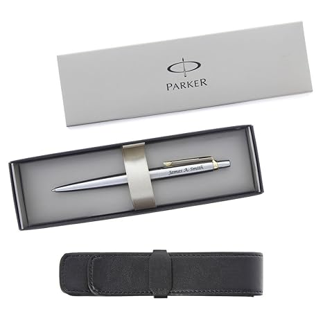 Amazon Com Personalized Engraved Parker Jotter Stainless Steel - personalized engraved parker jotter stainless steel gold ballpoint pen with leather case and