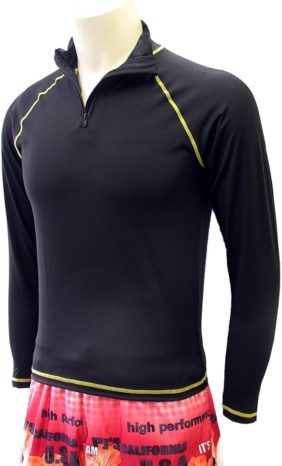 Amazon Co Jp L G Surfing メンズ ラッシュガード長袖 ロングスリーブ ハーフジップ 男性用 スポーツ アウトドア